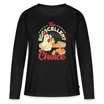 Unterstützen Sie lokale Eierhändler - Frauen Premium Bio Langarmshirt - Schwarz - Vorne - Julia (174cm)