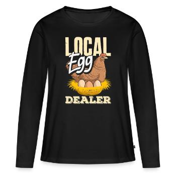 Unterstützen Sie lokale Eierhändler - Frauen Premium Bio Langarmshirt - Schwarz - Vorne - Julia (174cm)