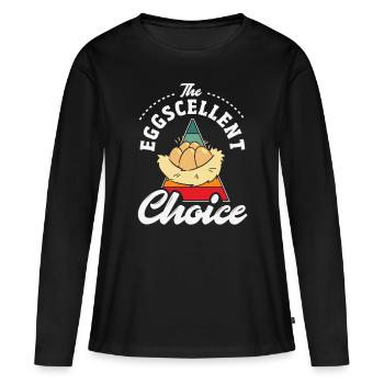 Unterstützen Sie lokale Eierhändler - Frauen Premium Bio Langarmshirt - Schwarz - Vorne - Julia (174cm)