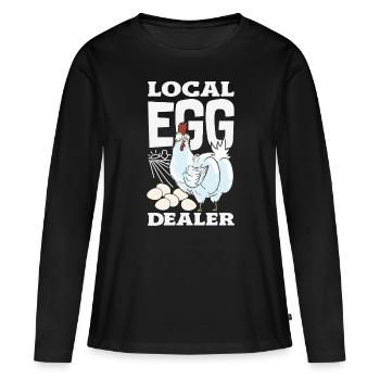 Unterstützen Sie lokale Eierhändler - Frauen Premium Bio Langarmshirt - Schwarz - Vorne - Julia (174cm)