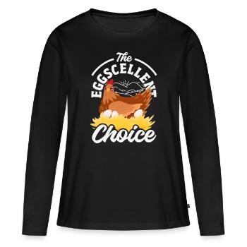Unterstützen Sie lokale Eierhändler - Frauen Premium Bio Langarmshirt - Schwarz - Vorne - Julia (174cm)