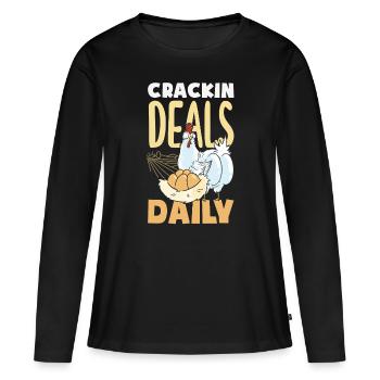 Unterstützen Sie lokale Eierhändler - Frauen Premium Bio Langarmshirt - Schwarz - Vorne - Julia (174cm)