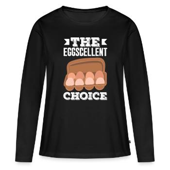 Unterstützen Sie lokale Eierhändler - Frauen Premium Bio Langarmshirt - Schwarz - Vorne - Julia (174cm)