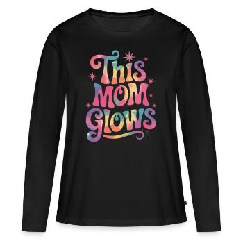 Proud mom with glow effect - Women's Premium Organic Long Sleeve Shirt - black - Front - Julia (174cm)