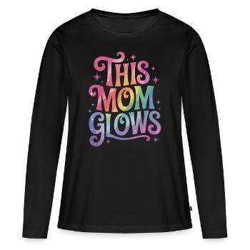 Glowing Mom – Rainbow Style - Women's Premium Organic Long Sleeve Shirt - black - Front - Julia (174cm)