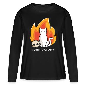 Ronronnement - T-shirt manches longues Premium bio Femme - noir - Devant - Julia (174cm)