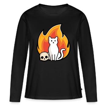 Ronronnement - T-shirt manches longues Premium bio Femme - noir - Devant - Julia (174cm)