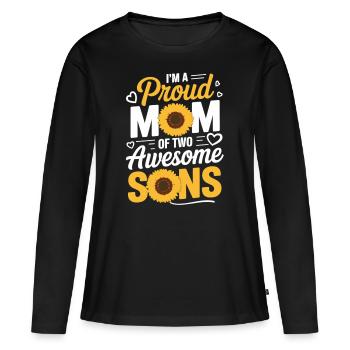 Proud mother of two sons - Women's Premium Organic Long Sleeve Shirt - black - Front - Julia (174cm)