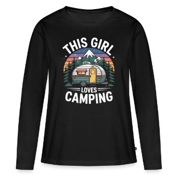 This woman loves camping - Women's Premium Organic Long Sleeve Shirt - black - Front - Julia (174cm)