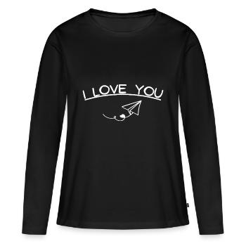 Je t’aime - T-shirt manches longues Premium bio Femme - noir - Devant - Julia (174cm)