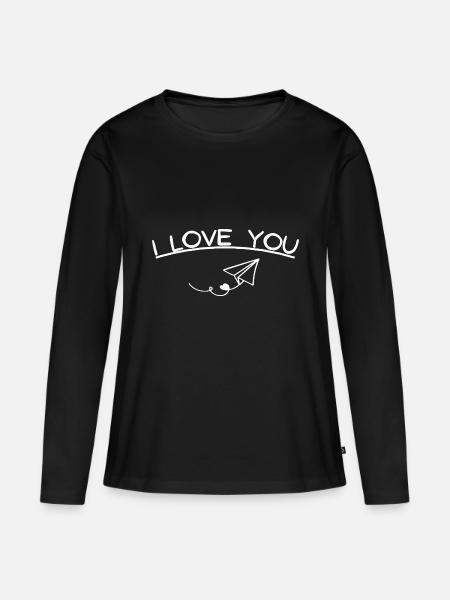 i love you - Frauen Premium Bio Langarmshirt - Schwarz