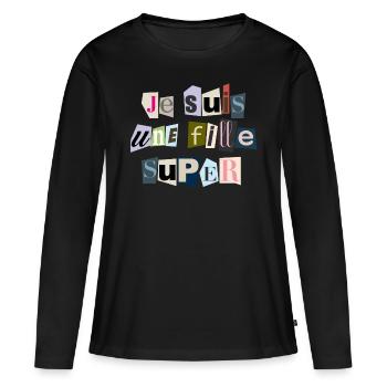 Ich bin ein Super-Mädchen - Frauen Premium Bio Langarmshirt - Schwarz - Vorne - Julia (174cm)