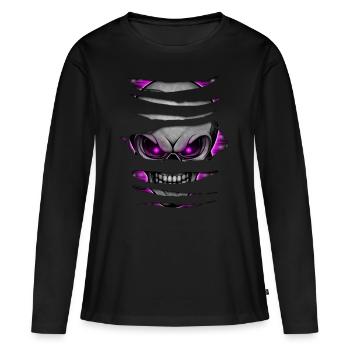 Crâne Aufgerissen 005 - T-shirt manches longues Premium bio Femme - noir - Devant - Julia (174cm)