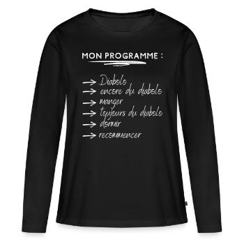 Cadeau humour diabolo cirque passion drôle - T-shirt manches longues Premium bio Femme - noir - Devant - Julia (174cm)