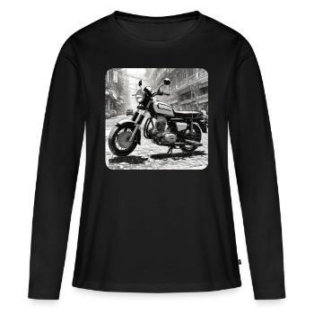 Cooles Moped - Frauen Premium Bio Langarmshirt - Schwarz - Vorne - Julia (174cm)