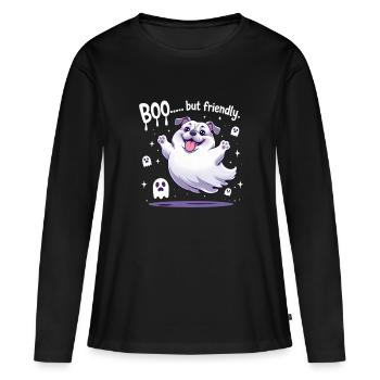 Cute Ghost Dog – Boo... but friendly - Women's Premium Organic Long Sleeve Shirt - black - Front - Julia (174cm)