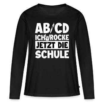 Schulanfang - Frauen Premium Bio Langarmshirt - Schwarz - Vorne - Julia (174cm)