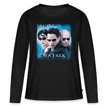 The Matrix Trinity Neo & Morpheus - Frauen Premium Bio Langarmshirt - Schwarz - Vorne - Julia (174cm)