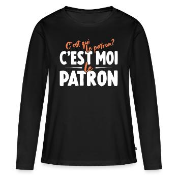 C'est Qui Le Patron C'est Moi Le Patron - T-shirt manches longues Premium bio Femme - noir - Devant - Julia (174cm)