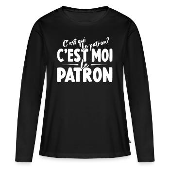 C'est Qui Le Patron C'est Moi Le Patron - T-shirt manches longues Premium bio Femme - noir - Devant - Julia (174cm)