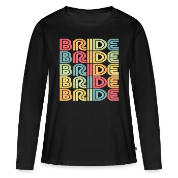 Retro Braut Matching Paar Verlobung Hochzeit - Frauen Premium Bio Langarmshirt - Schwarz - Vorne - Julia (174cm)