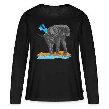 Éléphant proboscis pachyderm afrique ivoire kenya - T-shirt manches longues Premium bio Femme - noir - Devant - Julia (174cm)