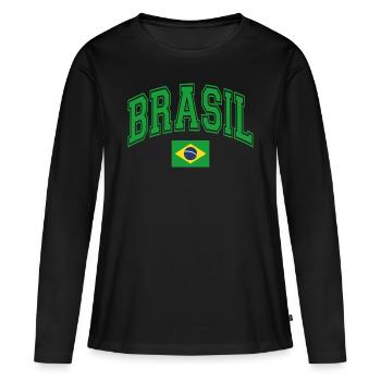 Brésil - T-shirt manches longues Premium bio Femme - noir - Devant - Julia (174cm)