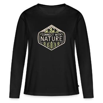Connect with nature - T-shirt manches longues Premium bio Femme - noir - Devant - Julia (174cm)