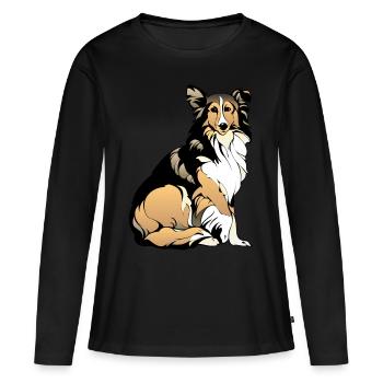 Collie - Frauen Premium Bio Langarmshirt - Schwarz - Vorne - Julia (174cm)