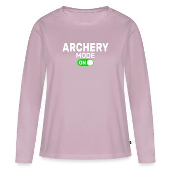 archery mode on - T-shirt manches longues Premium bio Femme - rose poudré - Devant - Julia (174cm)