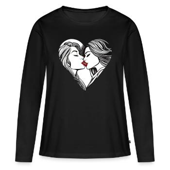 Filles dans le coeur de l’amour - T-shirt manches longues Premium bio Femme - noir - Devant - Julia (174cm)