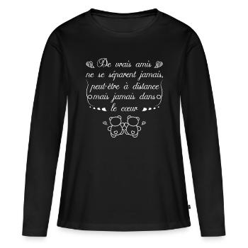 vrais amis quotes cadeau pour les amies,couples.. - T-shirt manches longues Premium bio Femme - noir - Devant - Julia (174cm)
