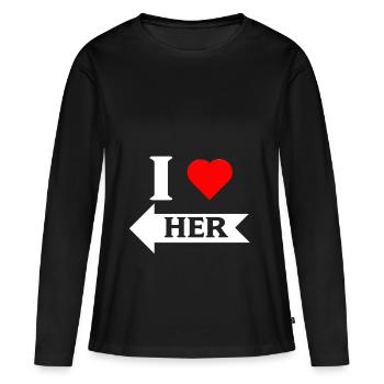 J'aime sa gauche flèche blanche - T-shirt manches longues Premium bio Femme - noir - Devant - Julia (174cm)