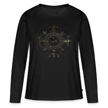Valknut, symbole Odin, runes | Viking Nordique - T-shirt manches longues Premium bio Femme - noir - Devant - Julia (174cm)