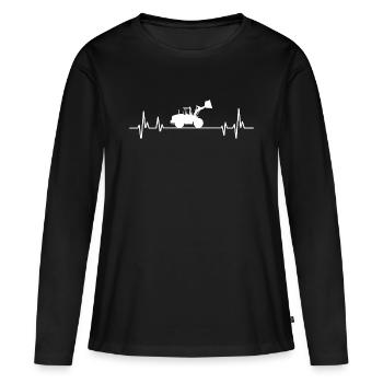 Chargeuse sur pneus battement de coeur chargeuse - T-shirt manches longues Premium bio Femme - noir - Devant - Julia (174cm)