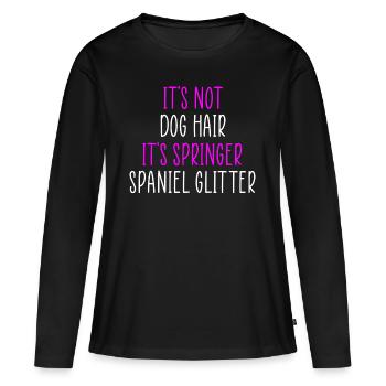 Paillettes d’épagneul Springer - T-shirt manches longues Premium bio Femme - noir - Devant - Julia (174cm)