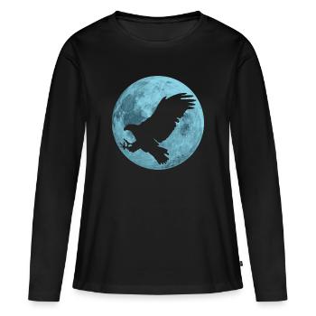 Aigle pleine lune - T-shirt manches longues Premium bio Femme - noir - Devant - Julia (174cm)