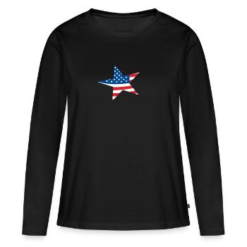 Star USA starlette star américaine - T-shirt manches longues Premium bio Femme - noir - Devant - Julia (174cm)