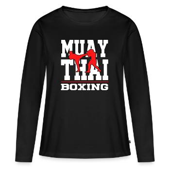 Muay Thai thai boxing boxing kickboxing sport t-shirt - T-shirt manches longues Premium bio Femme - noir - Devant - Julia (174cm)