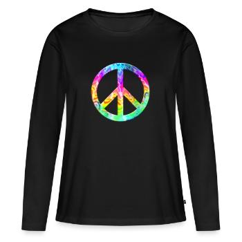 Flower Power Peace Hippie Love 60s 70s Peace coloré - T-shirt manches longues Premium bio Femme - noir - Devant - Julia (174cm)