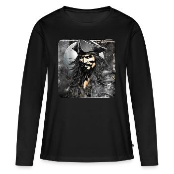 Grim Pirate Buccaneer Sailor Captain - Women's Premium Organic Long Sleeve Shirt - black - Front - Julia (174cm)