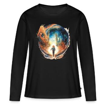 Crossing The Storm - Frauen Premium Bio Langarmshirt - Schwarz - Vorne - Julia (174cm)