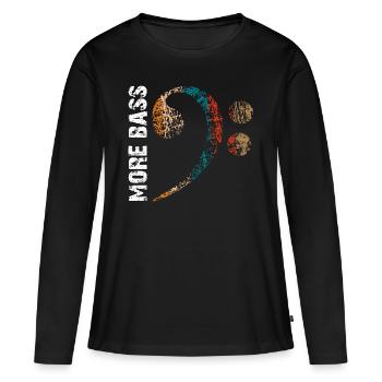 Plus de basses s’il vous plaît, grosse clé de fa - T-shirt manches longues Premium bio Femme - noir - Devant - Julia (174cm)