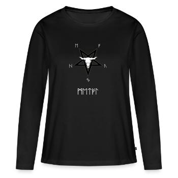 Runes métalliques - T-shirt manches longues Premium bio Femme - noir - Devant - Julia (174cm)