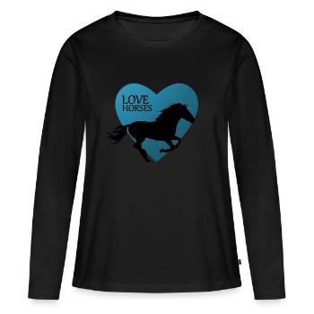 Pferd Pferde Reiten Reitsport Pony Western - Frauen Premium Bio Langarmshirt - Schwarz - Vorne - Julia (174cm)