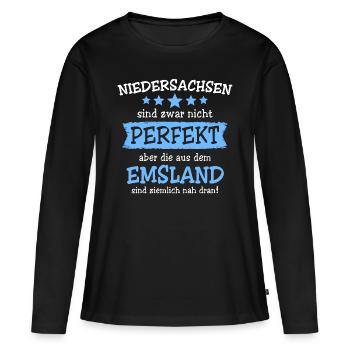 Emsland Niedersachsen Emsländer Geschenk - Frauen Premium Bio Langarmshirt - Schwarz - Vorne - Julia (174cm)