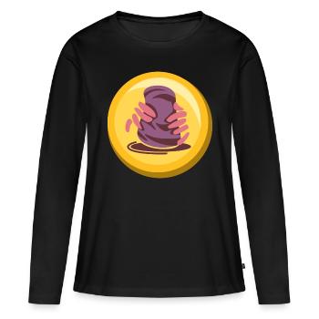 Conception d’icône d’autocollant de poterie - T-shirt manches longues Premium bio Femme - noir - Devant - Julia (174cm)