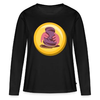 Icône de médaille d’or autocollant de poterie - T-shirt manches longues Premium bio Femme - noir - Devant - Julia (174cm)