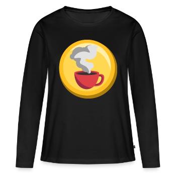 Autocollant de café Icône d’or Café Barista - T-shirt manches longues Premium bio Femme - noir - Devant - Julia (174cm)