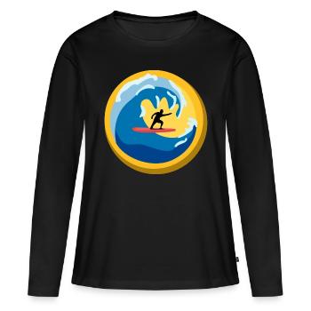 Surfer Sticker Icon Medalie Surf - T-shirt manches longues Premium bio Femme - noir - Devant - Julia (174cm)